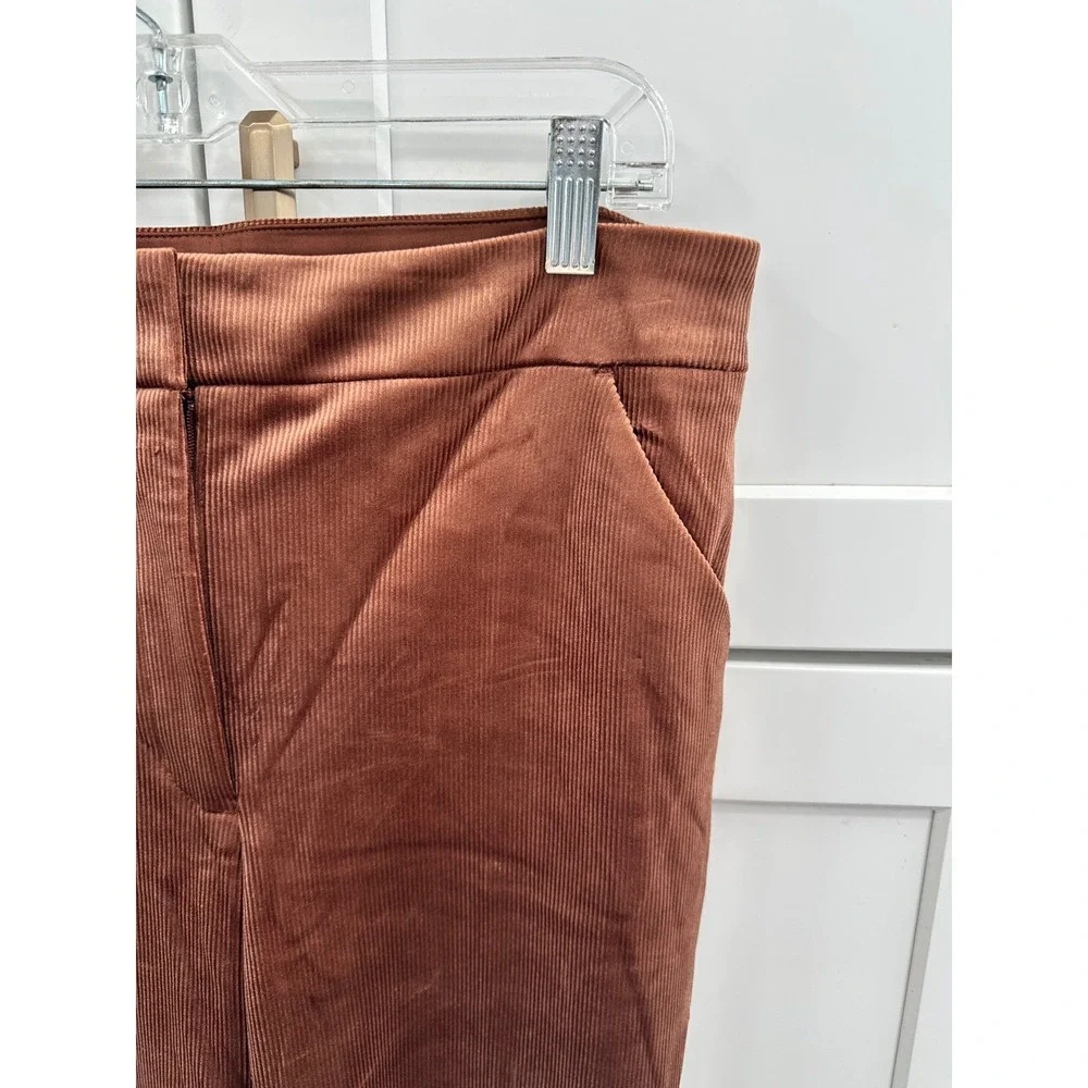 Express Editor High Rise Flare‎ Trouser Brown Corduroy Pants 10R